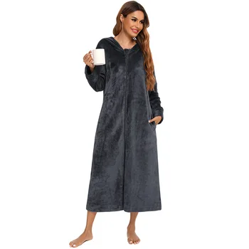 Дамски европейската и американската мода, есен-зима дамска пижама с цип с дълги ръкави и домашно облекло