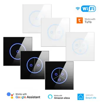 10A WIFI Sasha Smart Switch EU 1/2 /3Gang Ключа за лампата Алекса Google Home Гласово Управление Стъклен панел Сензорен екран сензор за Smart Life