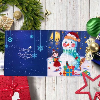 Коледна 4ШТ Диамант картичка със собствените си ръце Диамант картичка ръчно изработени Диамант Коледна картичка Коледна елха за възрастни Празник Приятелите на Семейството