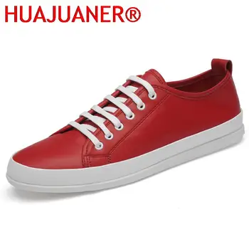 Червени маратонки, мъжки ежедневни обувки, ръчно изработени Обувки от естествена кожа от най-високо качество, модерни обувки за пътуване дантела, Мъжки обувки за ходене върху плоска подметка