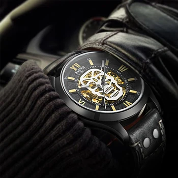 Луксозни Мъжки часовник Parnis 42 мм, черни механичен Автоматичен часовник със Сапфир стъкло, Кожена каишка, Спортни мъжки часовници reloj hombre 2023