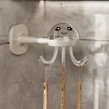 Многофункционален Универсален кука за кухня във формата на октопод с шест нокти, кука с въртяща се закачалка за съдове, куки за кухни