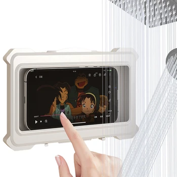 Кутия притежател на телефон в банята, Водоустойчив калъф, монтиран на стената таблет, Защита от замъгляване, Капак със сензорен екран, Рафт за тоалетна, Артефакт драма 