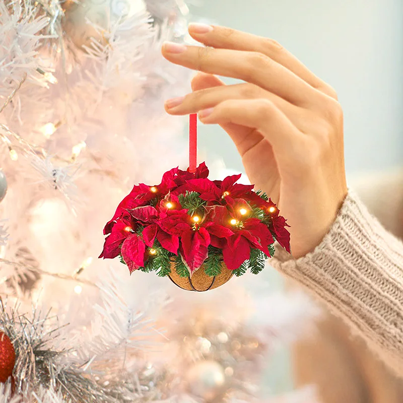 Коледен декор, подвесная кошница, Изкуствен венец, венец, Весела Коледа, Подвесная кошница, висящи бижута, подаръци, декорация за Коледно парти