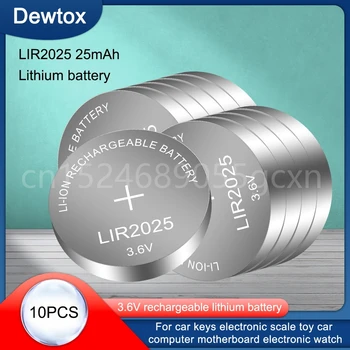 Висококачествен нов 10ШТ LIR2025 3,6 НА Бутон батерия за монети Акумулаторна батерия LIR2025 може да се замени батерията CR2025