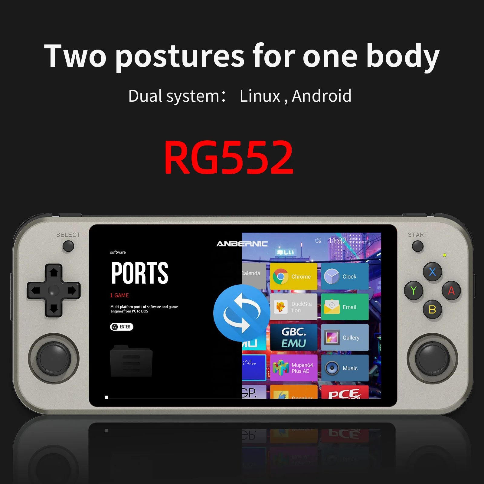 Ретро игрова конзола RG552 с двете системи Android Linux Ръчен преносим плейър слот