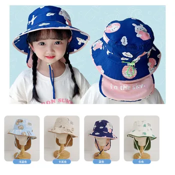 Лятна детска защитен шал на врата, солнцезащитная шапка с голяма стряхата, тънка солнцезащитная рибар шапка за мъже и момичета, солнцезащитная шапка с принтом
