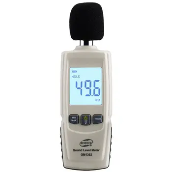 GM1352 Цифров измерител на нивото на звука тестер шум 30-130 db в децибели LCD екран с точност осветление до 1,5 db Гореща разпродажба