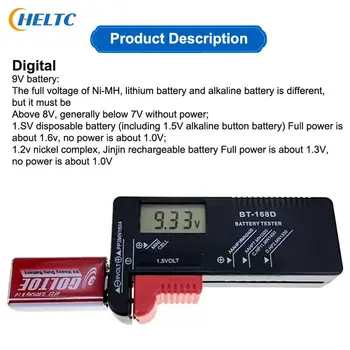1БР 0-40 ℃, 25%-80% относителна влажност BT-168D Дигитален Тестер за батерии с LCD дисплей AA AAA Проверка на Капацитета на Батерията инструмент за Диагностика