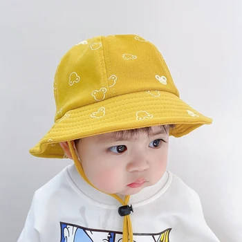 Детска шапка-кофа с сладък мечок, однотонная мультяшная детска Рибарска шапка за малки момчета и момичета, Регулируем панама с широка периферия, слънчеви шапки