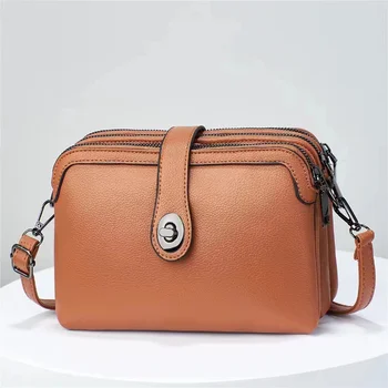 Проста и модерна женствена чанта през рамо 2023, Нова многопластова текстура, Лесна Малка квадратна чанта на едно рамо за жени