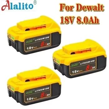 3шт Батерия 18V 8.0 Ah MAX Подмяна на електрически инструменти за DeWalt DCB184 DCB181 DCB182 DCB200 20V 8A 18Volt 18 v Батерията