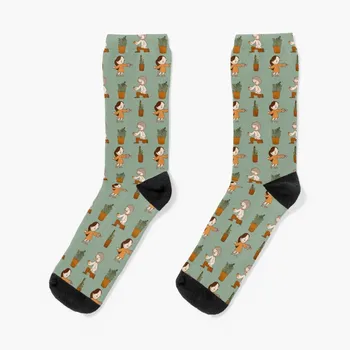 Джон & Catana с растения! Чорапи happy socks, мъжки, дамски чорапи, високи нескользящие футболни чорапи