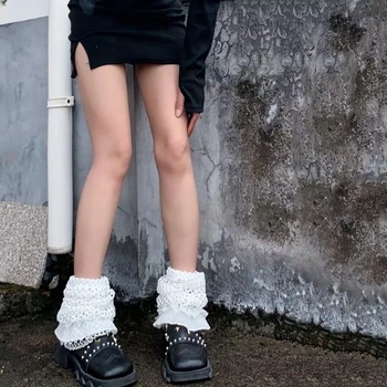 Дамски чорапи до коляното с тапицерия от пухкав изкуствена кожа и гамаши от дебела тел за зимна мода и cosplay