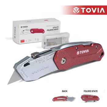 Универсален Сгъваем нож с автоматично зареждане, заменяеми за кабелни кутии, картонени кутии, дръжки за нож, Заключване на острието за ножове, Външен инструмент