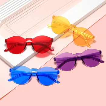 Модерни дизайнерски слънчеви очила в стил хип-поп, светли, прозрачни очила без рамки, Женски Мъжки слънчеви очила за партита UV400