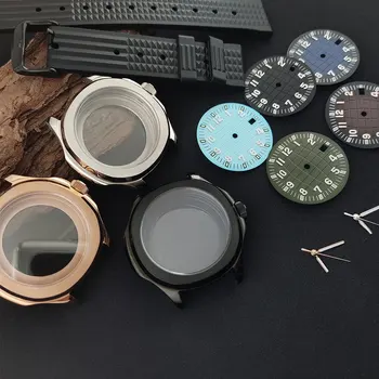 Аксесоари за часовници Nautilus 41,3 mm с добавянето на светещи стрелки на циферблата корпус от неръждаема стомана, подходящ за механизъм NH35A Прозрачен корпус