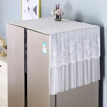 Пылезащитная плат за хладилника, Прахоустойчив калъф за хладилник с единична/двойна врата, калъф за пералня, кърпа за хладилник с волани, декор за хладилник