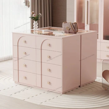 Дрешник, остров платформа, бижутериен гардероб, шкаф за съхранение, френска спалня, розово тоалетка, луксозен стил