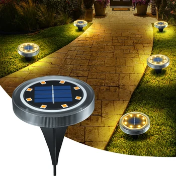 Наземни светлини на слънчеви батерии IP65, водоустойчив външни led дискови светлини за градината, нескользящие озеленени пътеки, осветлението на тревата във вътрешния двор