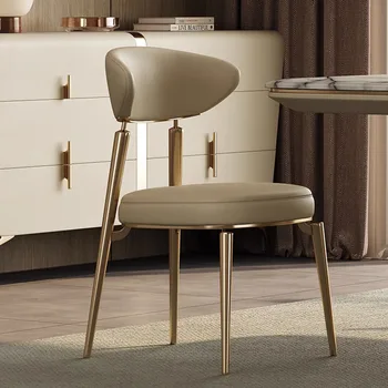 Италиански кожени трапезни столове за хранене, сгъване на обедната стола, Луксозен дизайн, Битови столове за хотела в преговорния столове