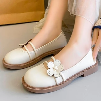 Дамски обувки 2023 г., модерен пролетно-есенни дамски обувки-лодки, обикновен женски обувки Mary Jane с цветя, през пръсти, със затворена пета кутия