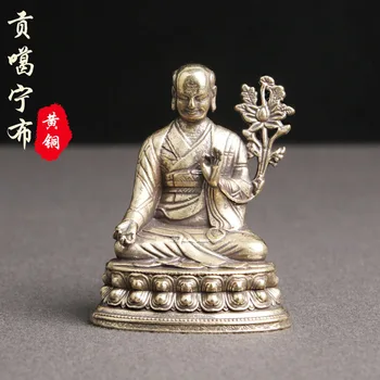 Чист месинг, статуята на тибетски Буда Сакя Цугун Ганингбу, украса на божеството и антични бронзови артефакти