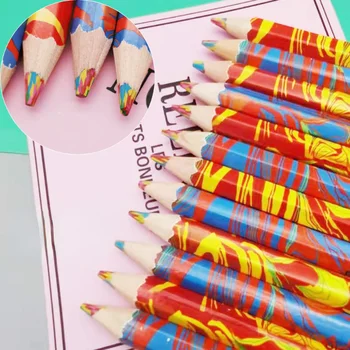 Сладък Артистичен цветен молив 4 в 1, Многоцветни Дървени Моливи за рисуване на Графити, Детски Моливи, Връхчета, Офис и Ученически пособия