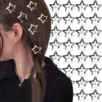 YANZAI, Скъпа Сребриста Шнола във формата на звезда, Дамски Проста Метална Шнола, шапки, Украшения за коса, Аксесоари, щипки за коса