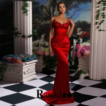 Във Ranadoo Русалка Вечерна рокля за абитуриентски бал С гънки на спагети презрамки, Без ръкави Дреха с цип, Участък, Индивидуален дизайн