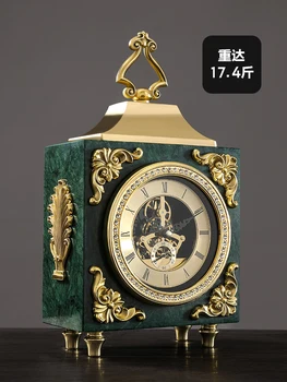 Мраморни старомоден часовник в европейски стил Ретро Часовник Декорация на хола Дисплей Часовник Начало на работния плот Настолни часовници Творчески