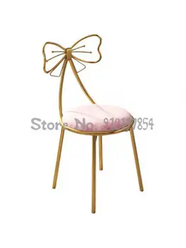Nordic light е луксозно кресло за отдих модерен минималистичен стол с мрежа за грим и червена папийонка ins за спалня, тоалетка, стол за момичета