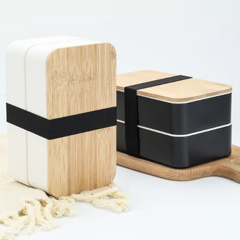 1 бр. преносима запечатани дървена кутия за обяд с посуда - кутия за bento в японски стил Е идеален за училище, риболов и къмпинг!
