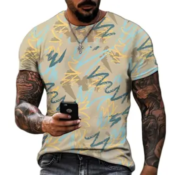 Мъжка тениска с 3D писмото принтом, Риза с къси ръкави и участието на Графити, Символ на Животните Фигурата, Лятна мода 2023, Нови улични върховете