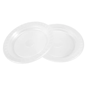 100 бр. прозрачни пластмасови чинии, чинии за еднократна употреба за десерти и закуски, барбекю, вечерни, вечеря, пътувания и мероприятия