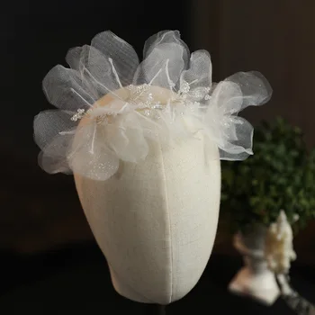 нов сватбена прическа цветя от коприна прежди сватбени аксесоари за коса Mori за младоженци
