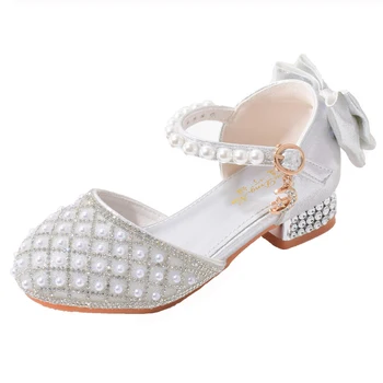 Обувки за момичета Модни Пайети, Планински Кристал, Детски обувки на принцесата, Кожени обувки с перли за момичета, Луксозен Дизайнерски обувки за деца, Сандали